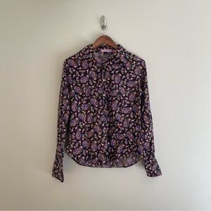 KUHLMAN Black Button Up with Multicolored Pattern Size XL/48